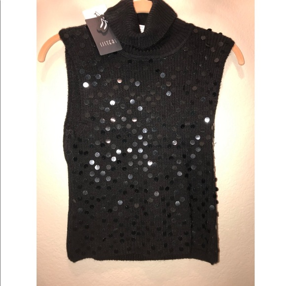 🔥BLACK SEQUINED SLEEVELESS TOP - Picture 3 of 6